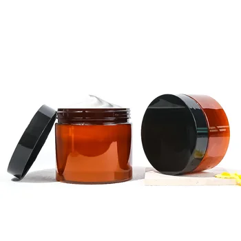 Wholesale 30ml 50ml 100ml 250ml Luxury Amber Transparent Brown Cosmetic Skincare PET Plastic Cream Jar for Face Cream Serum
