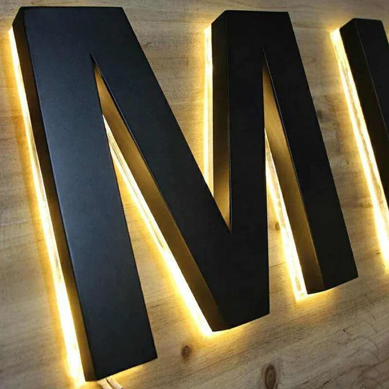 High Polymer Reverse Channel Letter Sign Acrylic Club 3D logo Led Backlit Channel Letter