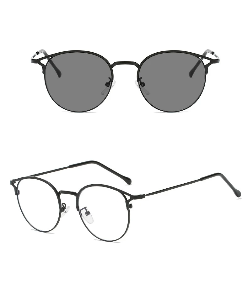 New Retro Men Metal Round Colorful Eyeglasses Frames for All Face Photochromic Lunett Photogray Anti Blue Glasses Spectacles