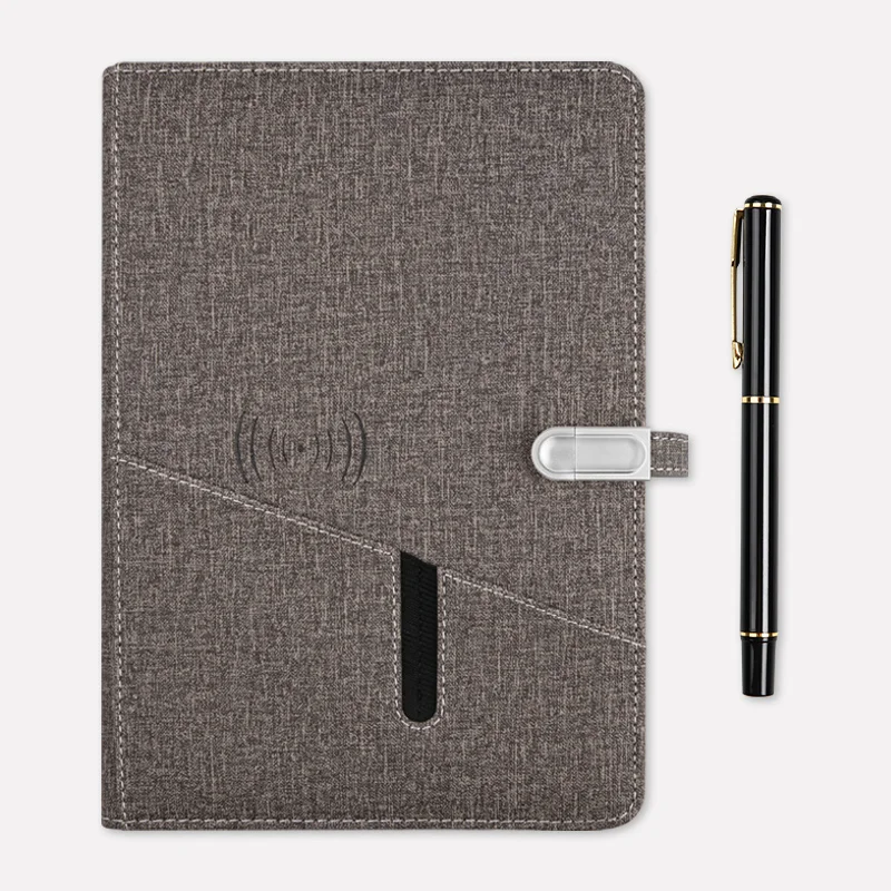 2024 MOQ 1 Set Diary Notebook Custom PU Leather Wireless Charging Powerbank Planner Diary With Calculator and Memory Card