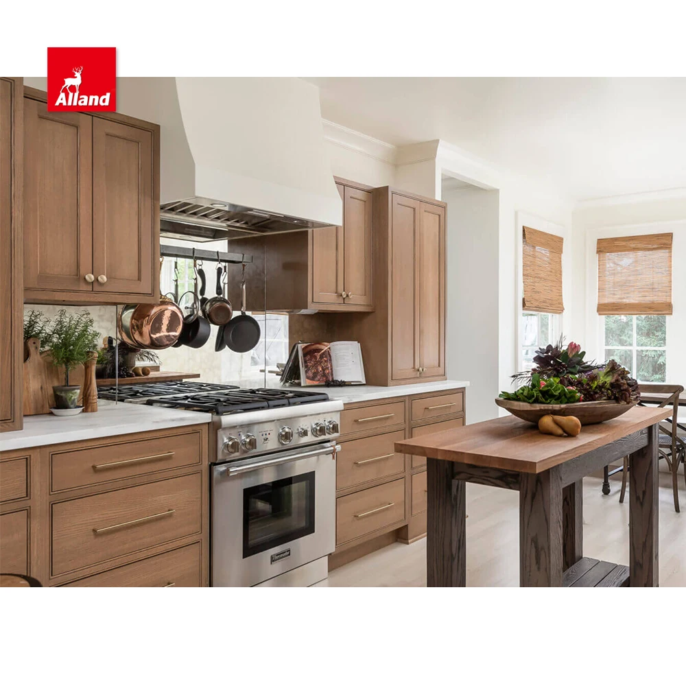 AllandCabinet Modern Style Custom Kitchen Cabinet Solid Wood American ...