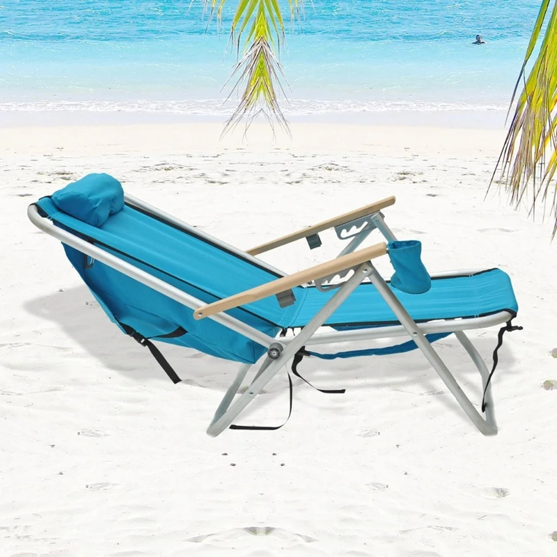 Aioiai Folding Beach Chair With Footrest,Fishing Chair With Rod Holder