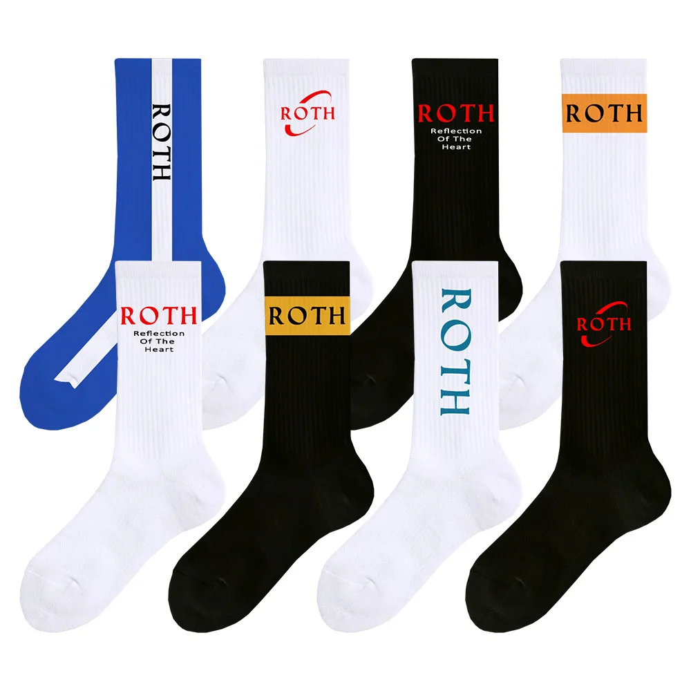 Custom Logo Socks Brand Embroidered Crew Printed Socks Mens Cotton
