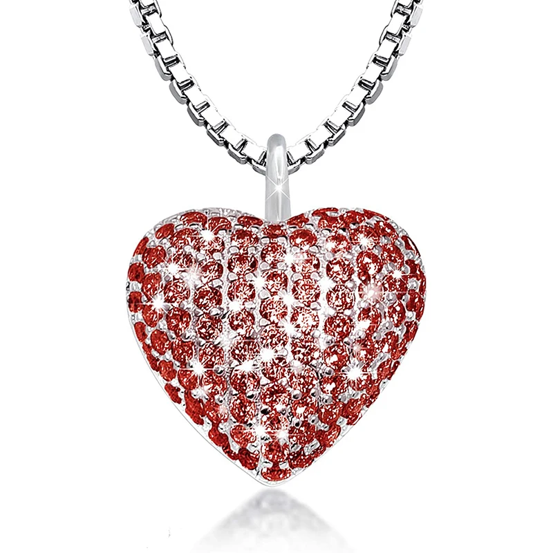 Fashion Cremation Necklace Heart Urn Pendant with CZ for Pet Dog Cat Human Ashes Keepsake Memorial Jewelry Gift for Women Men