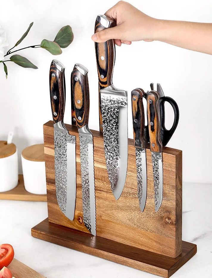 Домашний деревянный двухсторонний магнитный держатель для ножей кухонный стеллаж для хранения ножей Магнитный подставка для инструментов