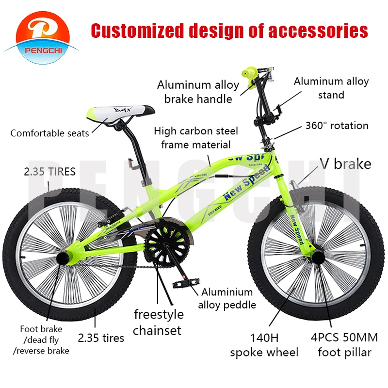Factory Direct Sales of High-quality 20 Inch Aluminum Alloy Wheels BMX Street Freestyle Bicycle BMX Adult Cycling Bicycle