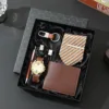 Portafoglio-mazzetta-fermacravatta-portachiavi-giunzioni-orologio-penna, confezione regalo