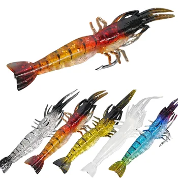 Artificial Soft Bait Shrimp Lure 9 cm 3.8g with Hooks for Pike Sea Bass Salmon Mackerel-Ocean Beach Bottom Fishing – Soft Lure – view 2