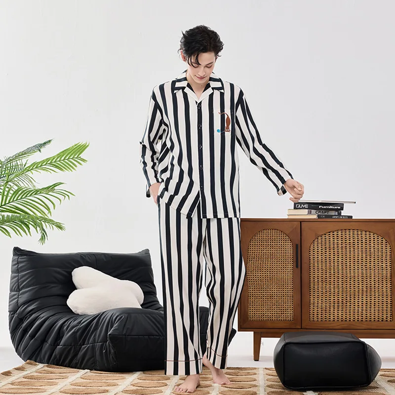 Unisex Women Men's Elegant Summer Long Cotton Loungewear Pajama Set Adult Comfy Breathable Lounge Wear Couple Sleepwear Set