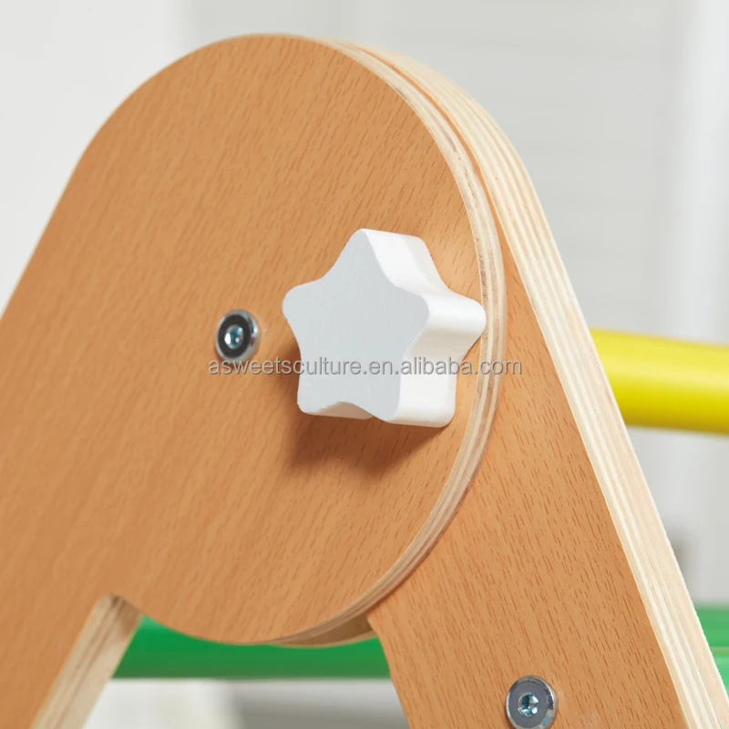 Asweets Montessori Color Wooden Climbing Triangle with Ramp Transformable Folding Indoor Gym Playground Climber Frame for Kid