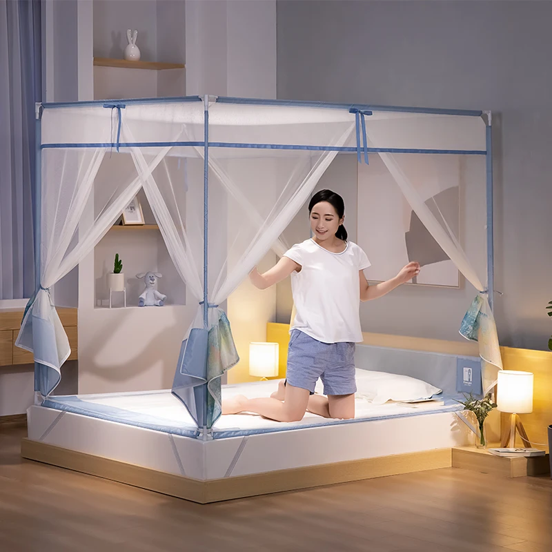 Modern Elegant 100% Polyester Foldable Mosquito Net T-Door Zipper Entry Mesh Mosquito Net