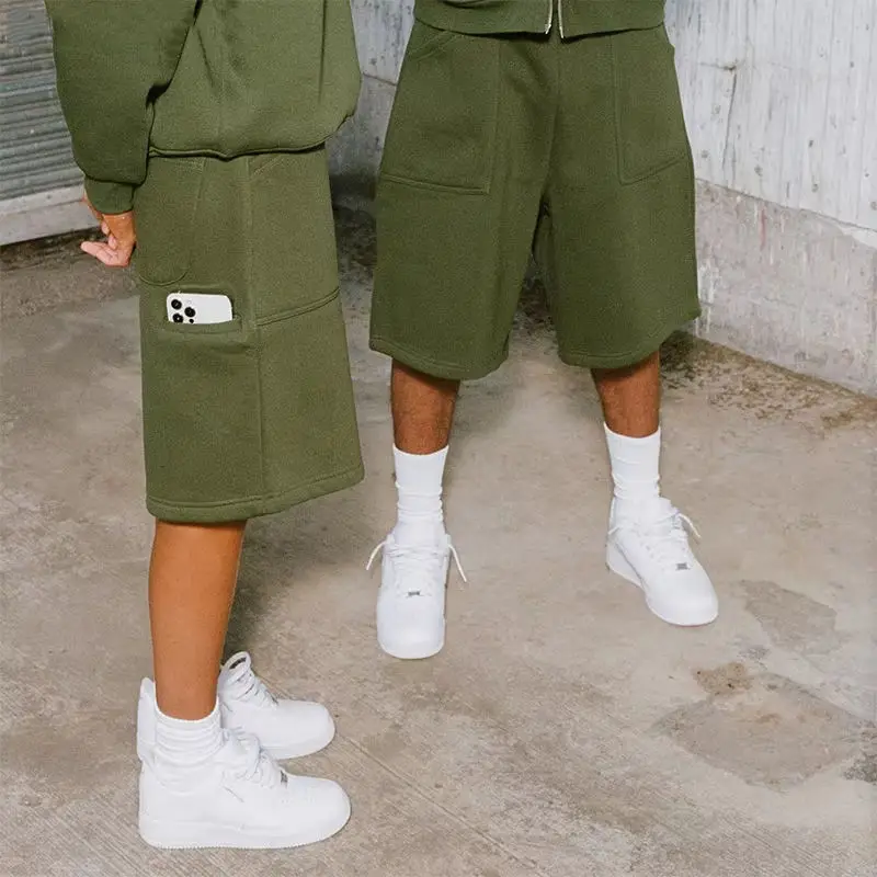 Seluar Pendek Lelaki dengan Logo Khas Musim Panas, Fesyen Jalanan Bergaya, Seluar Pendek Besar Bergaya Perancis Terry Kosong, Retro dan Selesa