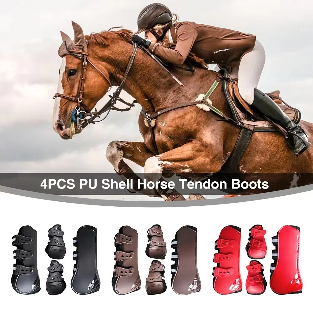 1 Set Adjustable Size Horse Tendon Boots Protective Horse Leg Wraps