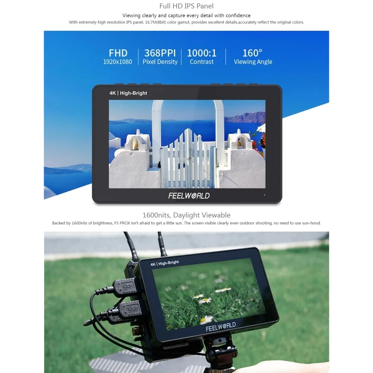 FEELWORLD F5 ProX5.5インチ1600nit高輝度4Kタッチスクリーンビデオ