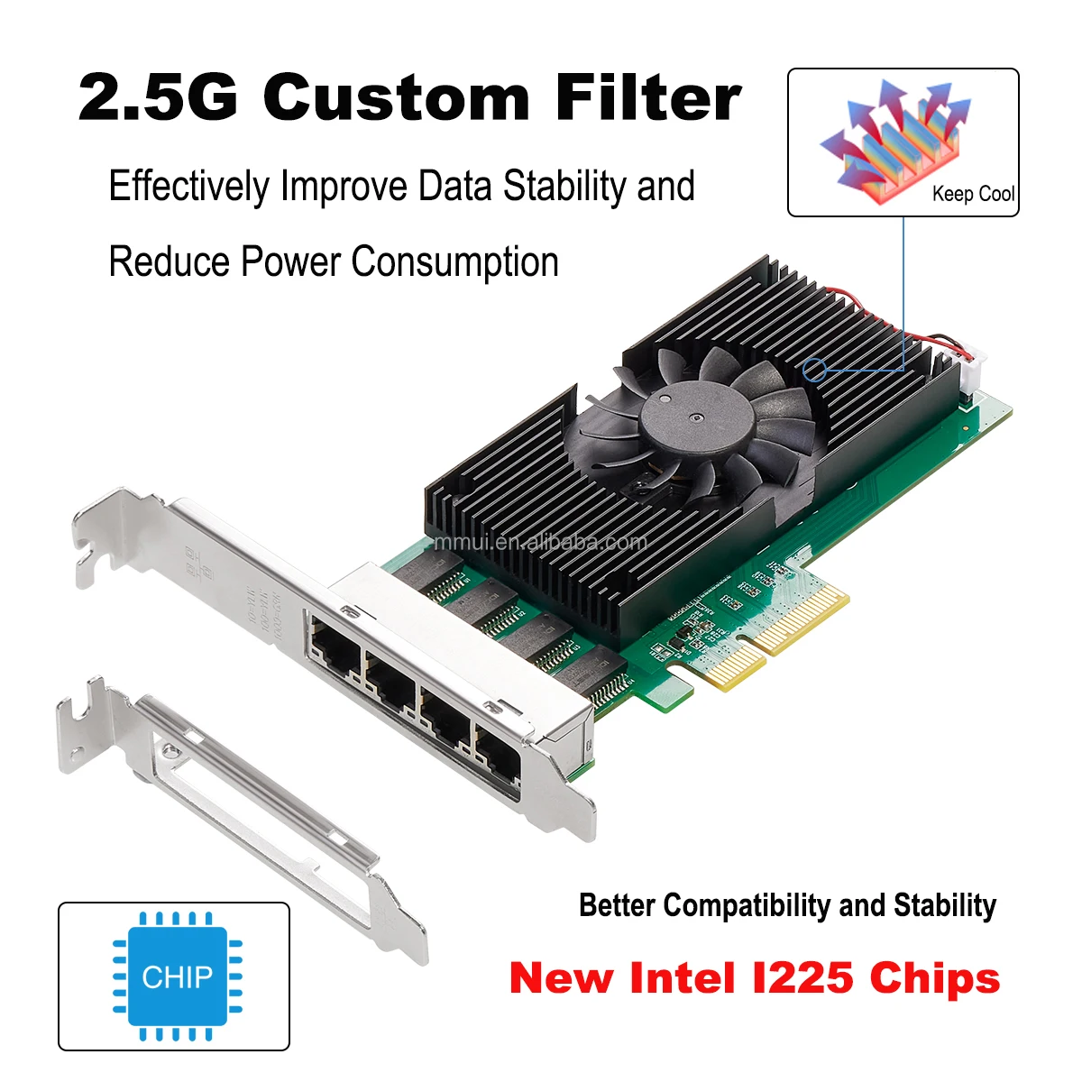 Intel I225 Chips 4 Port 2.5G RJ45 Network Adapter Pcie