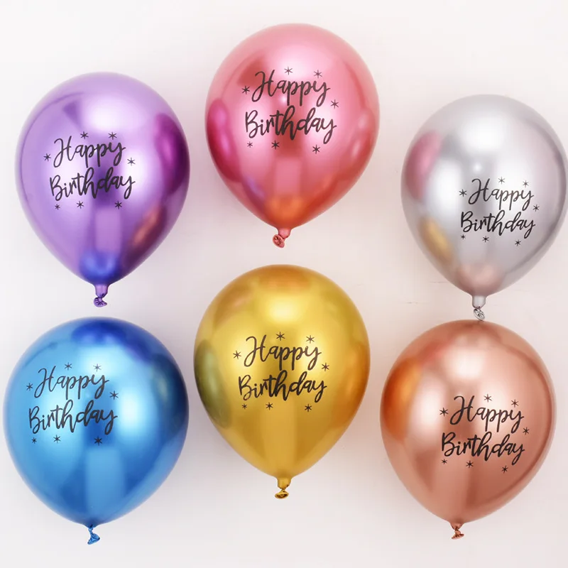Chrome Balloons Multicolor Happy Birthday Metallic Balloons 12 Inch Latex Metallic Balloon for Women Kids Baby Shower Party