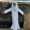 A crying female ghost hanging in white