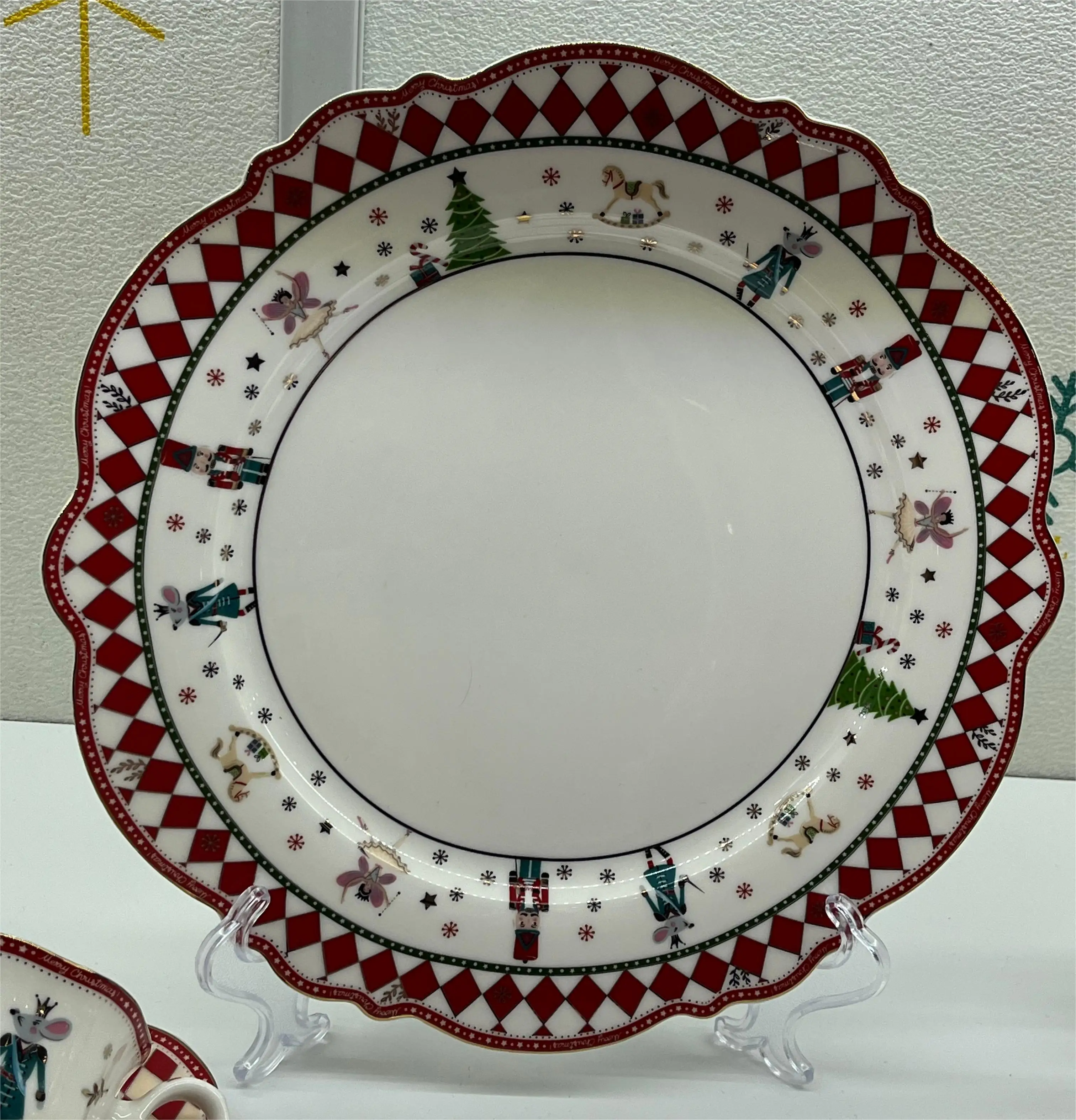 Christmas Tree 10.5inch 7.5inch Dinner Plates, Ceramic Christmas Plates, Dinner, Dessert, Salad, Pasta and Appetizer Plates details