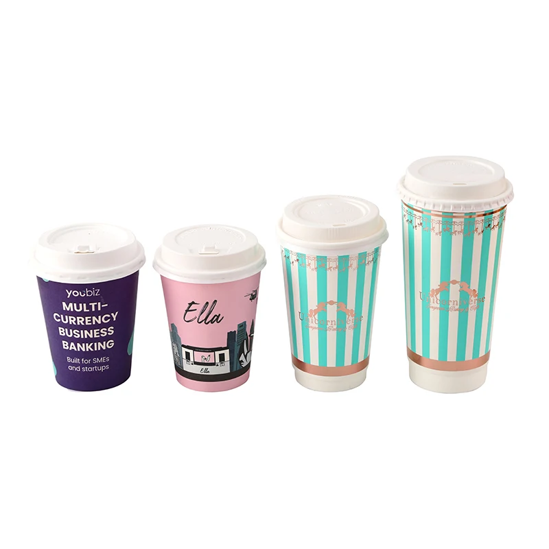 Wholesale Factory 12Oz 16Oz 24Oz Customized Cold Hot Beverage Paper Cup Printed Paper Double Wall Disposable Coffee Cups