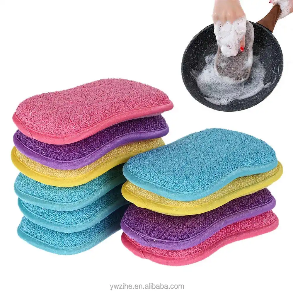 5/10Pcs Double Side Dishwashing Sponge Pan Pot Dish Wash Sponges