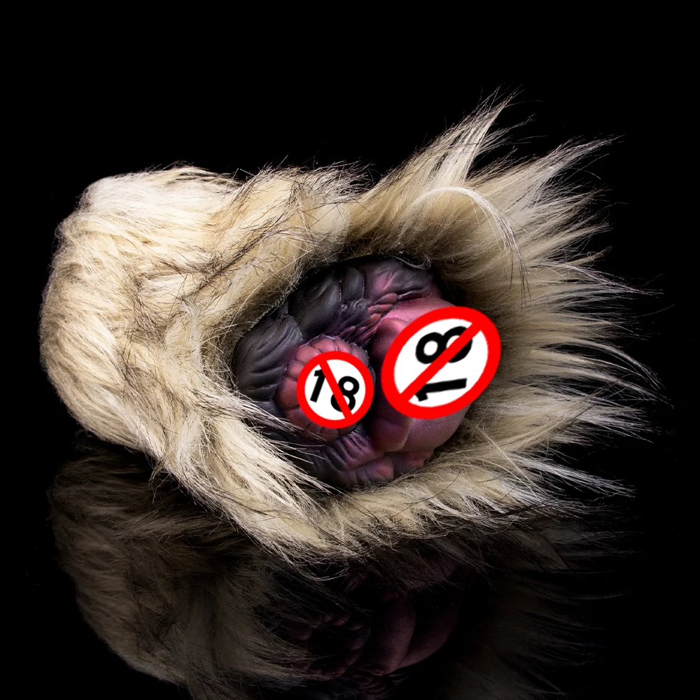 GEEBA Simulation Animal Fantasy Silicone Dog Masturbator Pocket Pussy Stroker with Animal Fur Fantasy Sex Plush Toys for Men