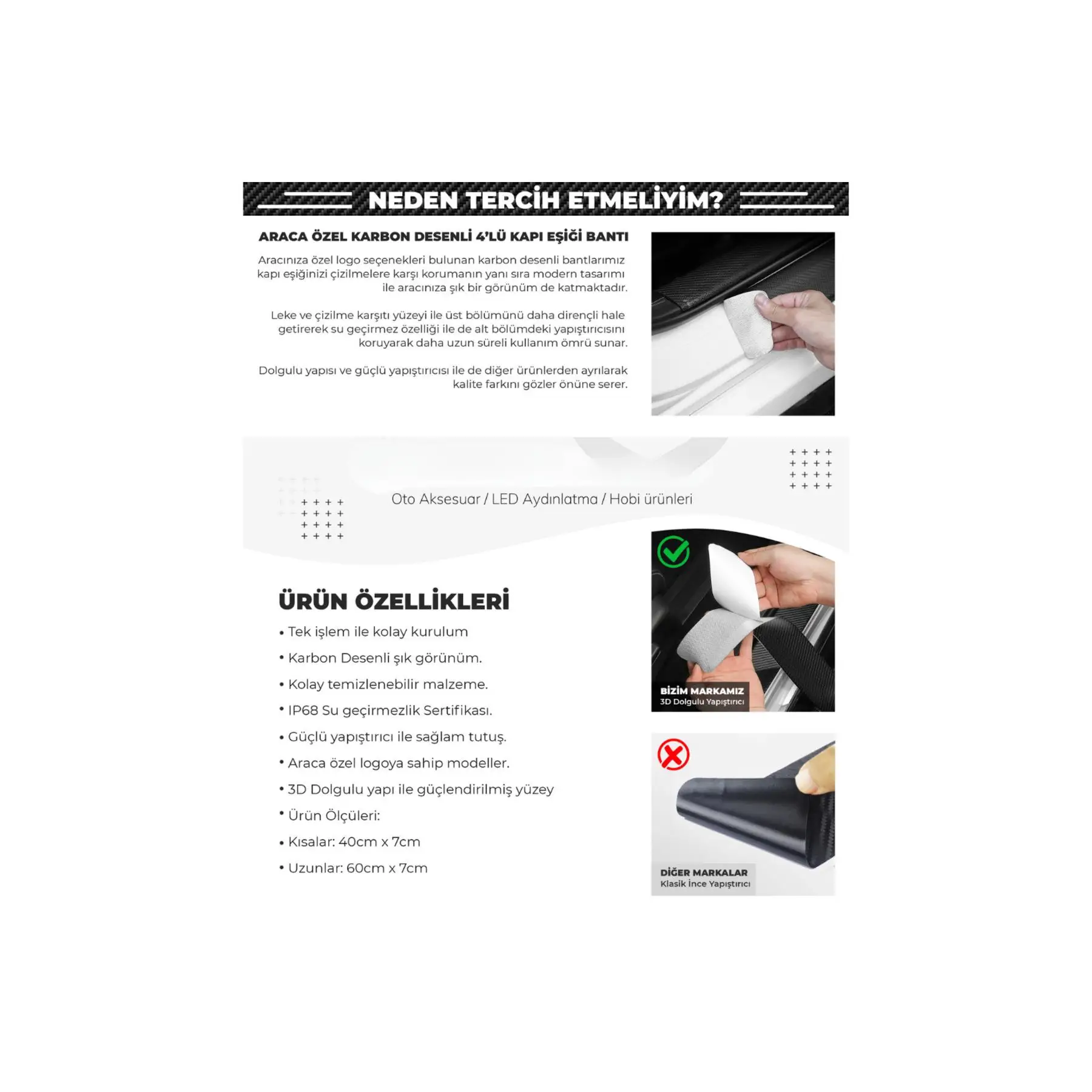 Carbon Door Sill Protective Tape Foil with Hyundai Logo Set of 4