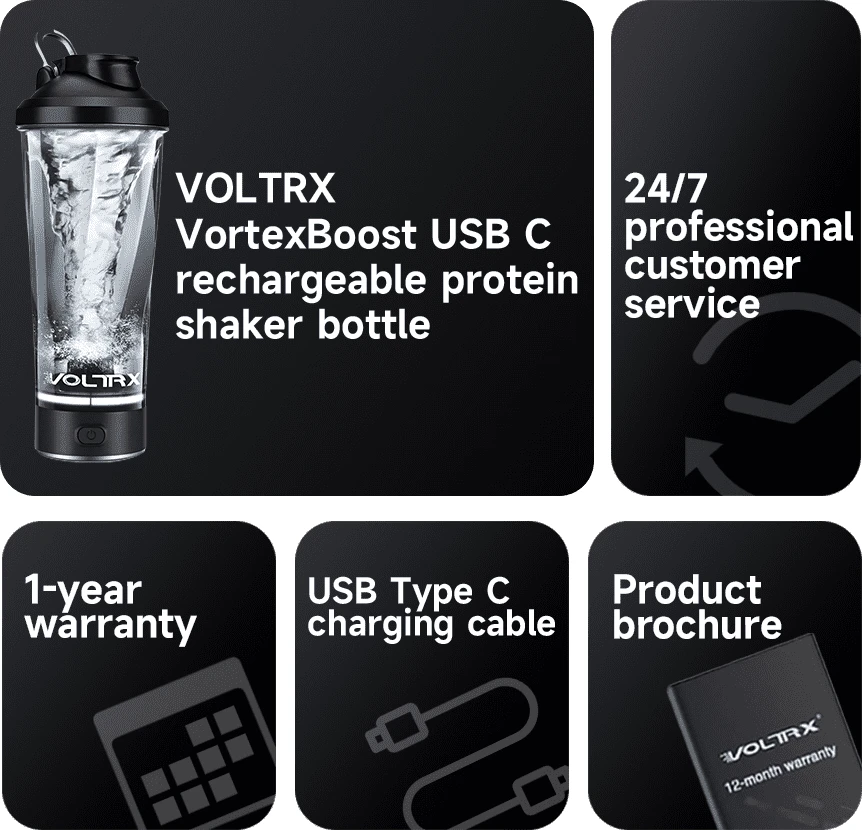 Voltrx 700ml 24oz Protein Electric Shaker Bottle Gym Blender Shaker