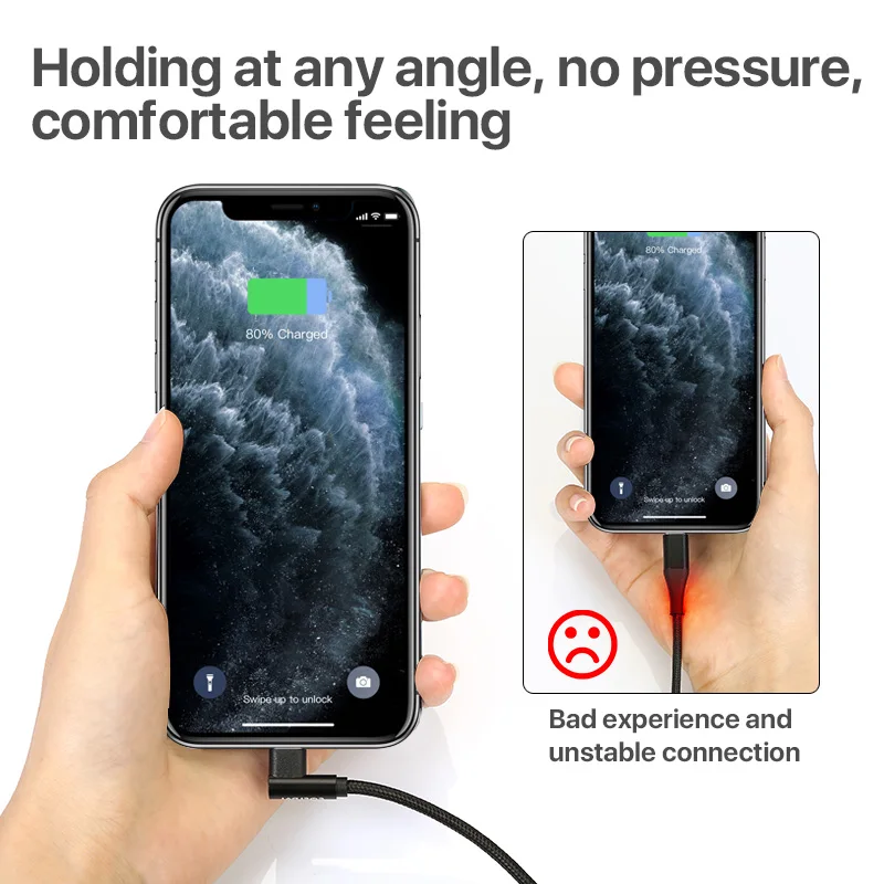 SOSLPAI 2019 дешевый usb Дата-кабель 90 градусов дизайн нейлоновый провод для iphone usb-кабель зарядное устройство