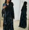 Abito abaya nero con stampa astratta