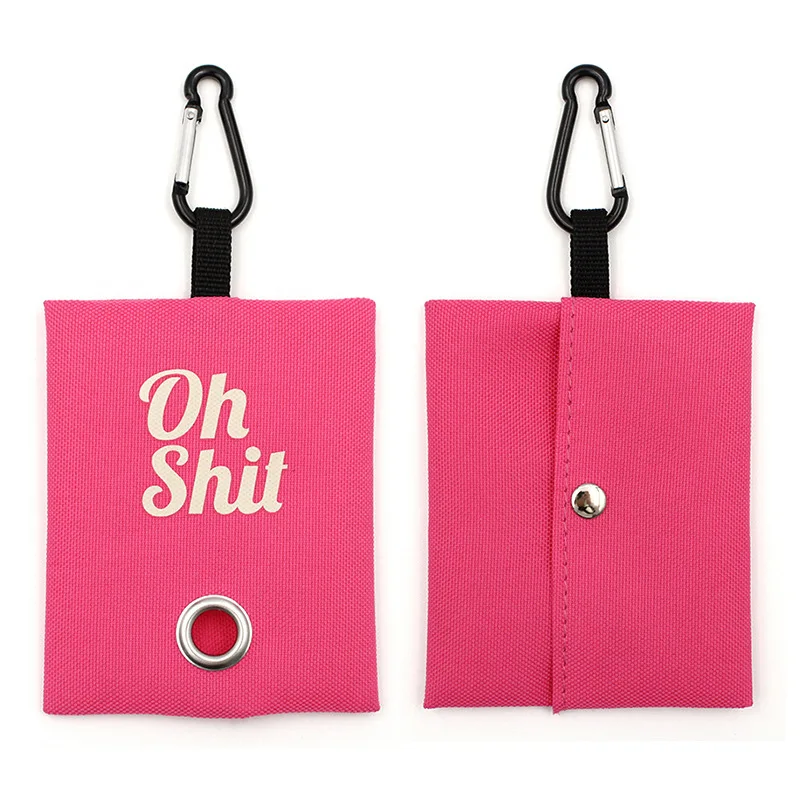 Custom Logo Printing Portable Canvas Dog Poop Bag Holder Pet Poop Bag Dispenser Puppy Waste Bag Holder with Leash Buckle