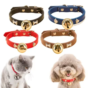All Season PU Leather Soft Adjustable Personalized Cute Heavy Duty Pet Accessories Cat Dog Collar for Wholesale