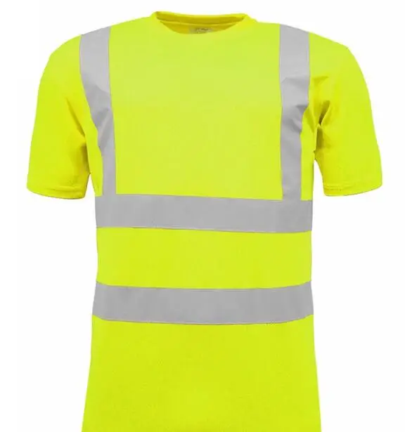 Custom high visibility reflective safety t shirt with short sleeves for men