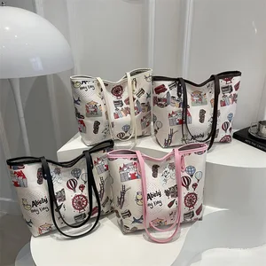 Wholesale Price Large Capacity Tote Bag for Ladies Custom Brand Printed Luxury Bag Handbag PU Shoulder Bag Women's Totes