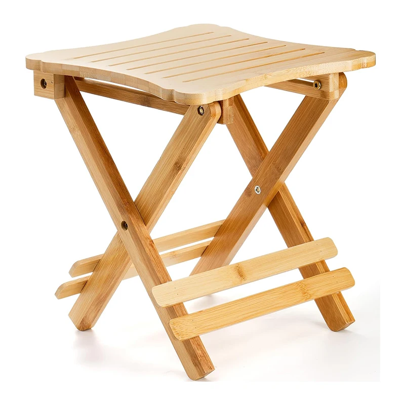 Wholesale Modern Foldable 12 Inch Square Bamboo Shower Seat Stool for Bathroom Entry Outdoor Use