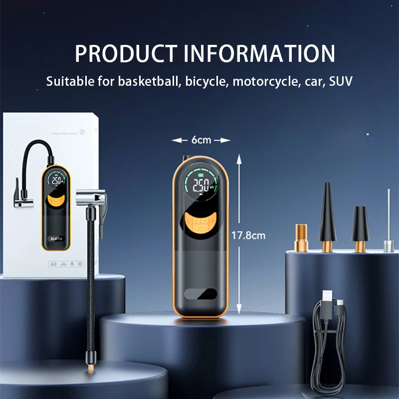 Hot Selling Product 7.4V Abs Tire Pressure Monitor Portable Pump Pressure Gauge for Bicycle Car Football Car Air Pump - view 6