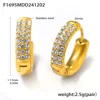 F1695-gold white zirconia earrings-small size
