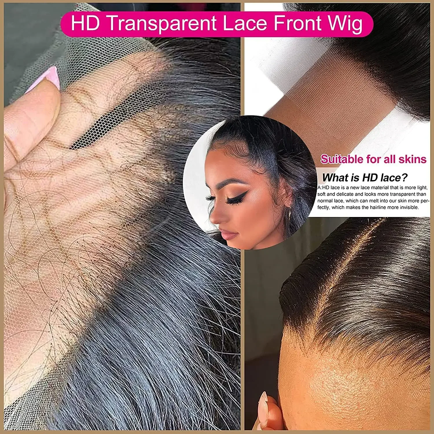 13x4 HD glatte Lace-Front-Perücke, Echthaar, vorgezupft mit Babyhaar, für schwarze Frauen, natürlich, Nr. 1B_voghion.com