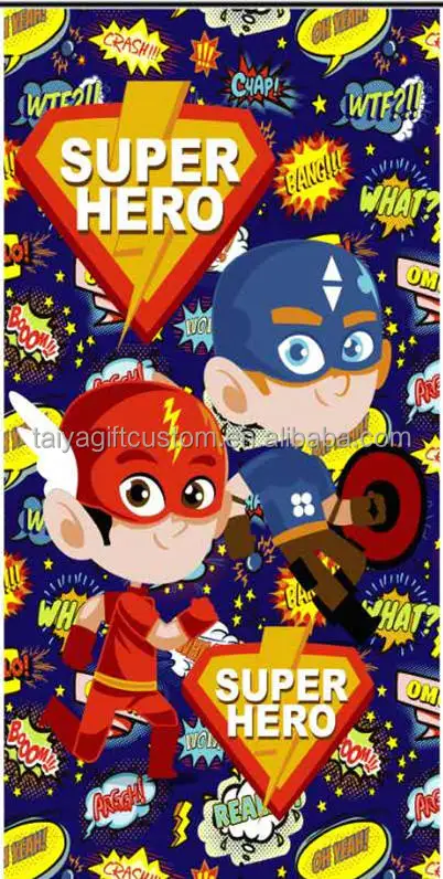 Competitive Price Customized Custom Cartoon Super Hero the Avengers Printed Beach Towel Cartoon Character Kids Bath Towels