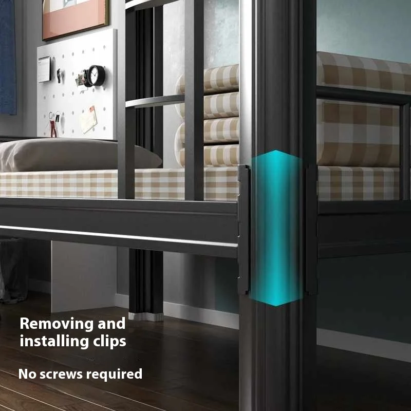 Student Dormitory Metal Steel Bunk Bed with Powder Coated Twin Over Twin Frame and Safe Ladder