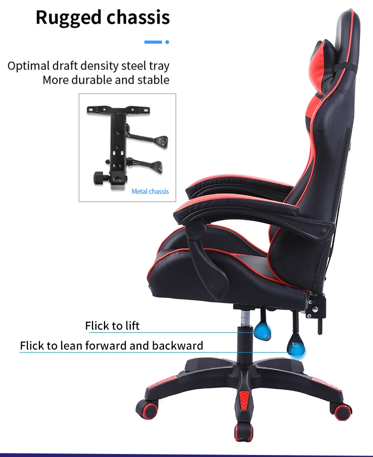 Free Sample Pc Office Racing Computer Reclining Silla Gamer Dropshipping Led Gaming Chair With Footrest