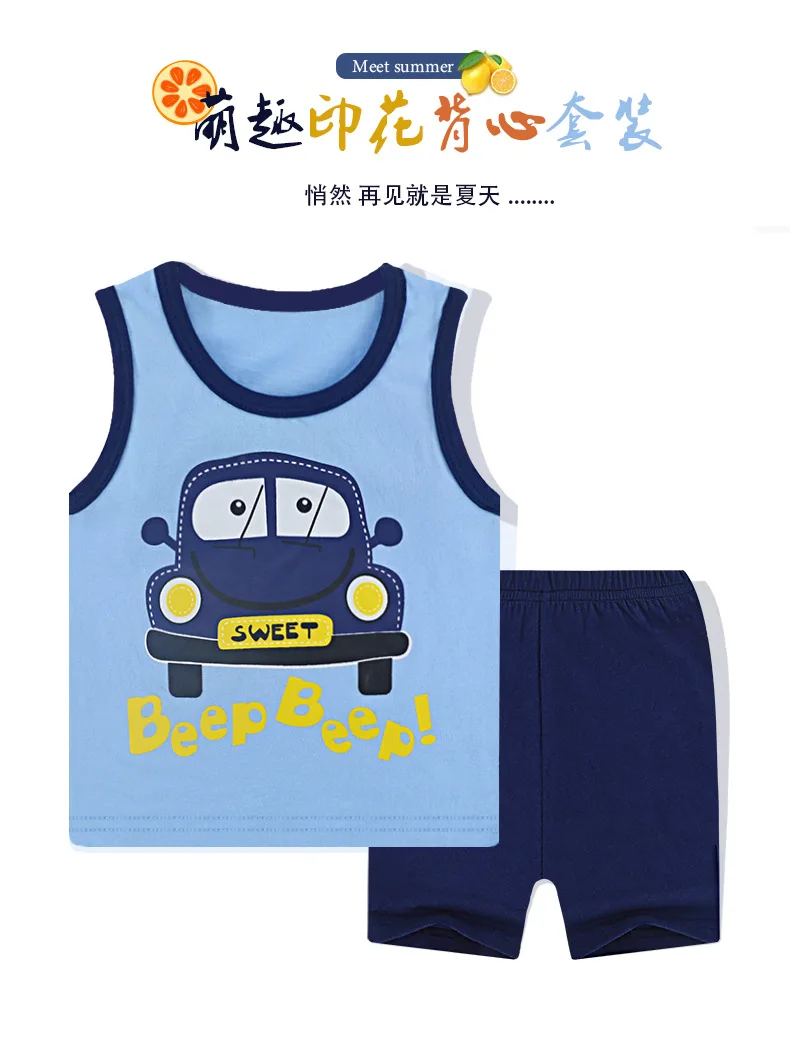 Details about   Cotton Baby Clothes Summer Stylish Children Casual Sleeveless Vest Shorts Set 
