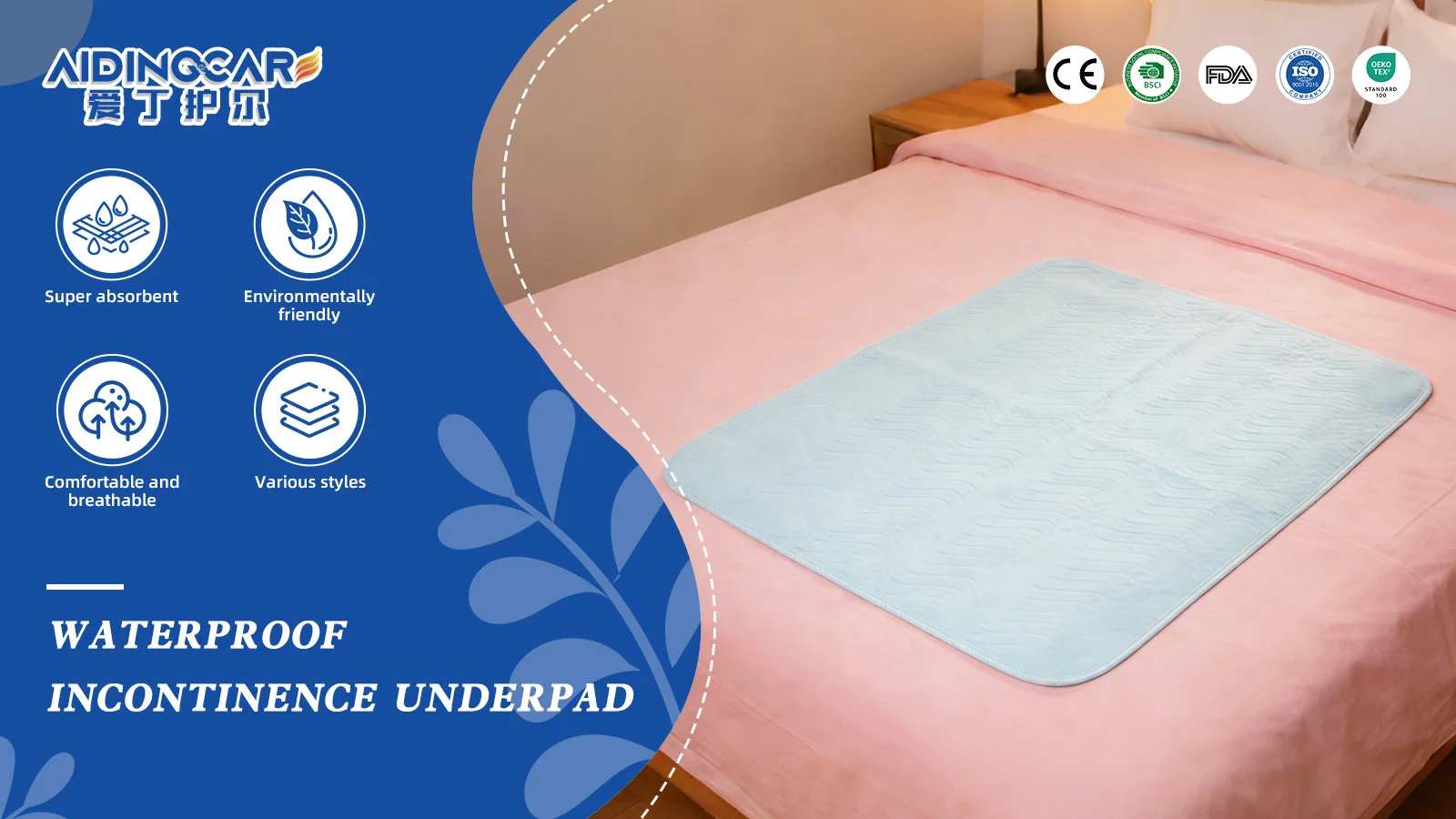 Wholesale Quilted Knitted Bed Pads Washable Waterproof Underpads Super - product detail 1