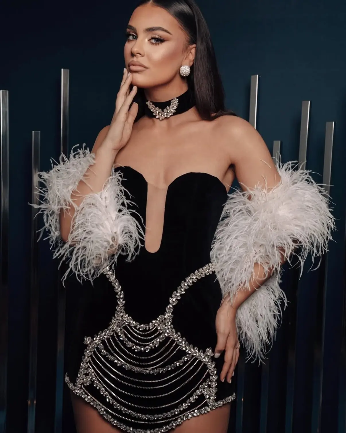Women Summer Celebrity Sexy Strapless Beading Black Mini Bodycon Bandage Dress Elegant Evening Cocktail Party Dress Women Summer Celebrity Sexy Strapless Beading Black Mini Bodycon Bandage Dress Elegant Evening Cocktail Party Dress