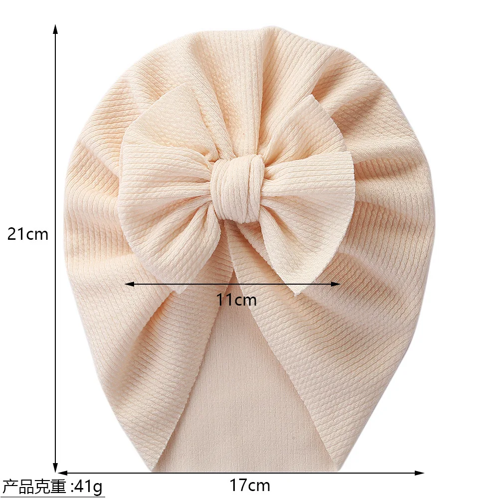 Pure Color Children Spring and Autumn Indian Pullover Bowknot Hat Turban African Headwrap for Girls and Boys