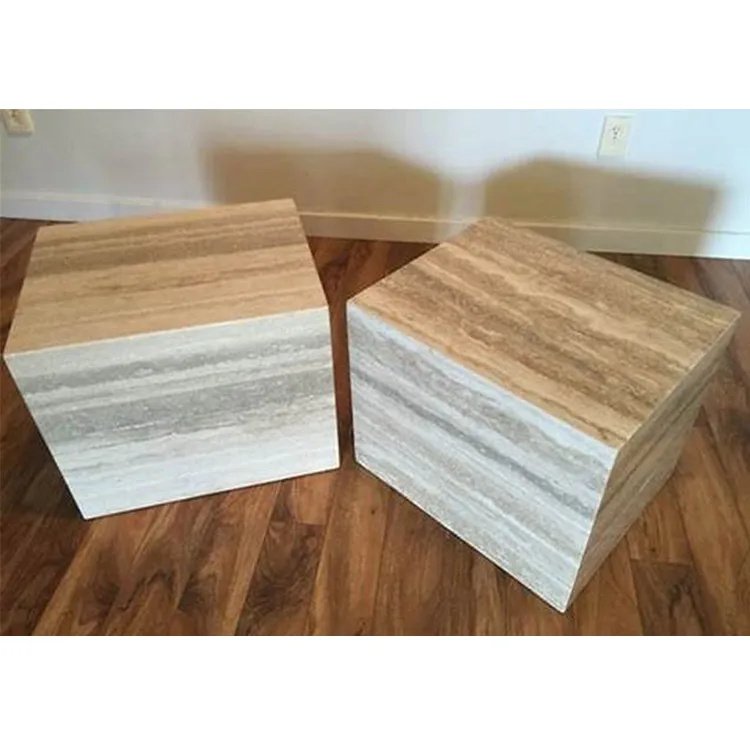 Natural Side Tables Pedestal Square Column Display Stand Block Coffee