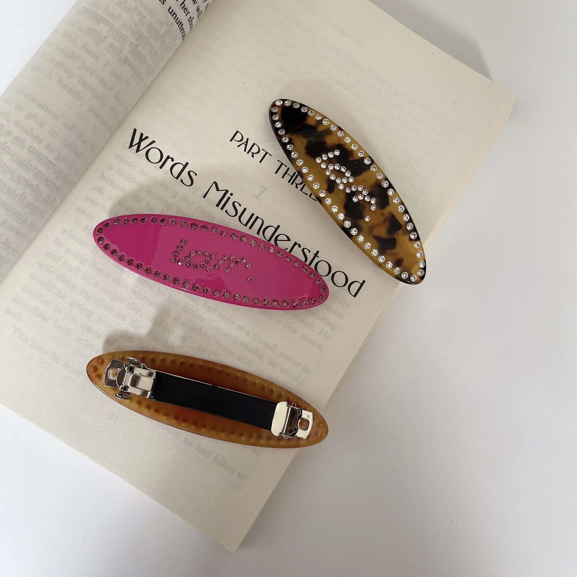 Yingjoy Korean Style Inlaid Sparkling Crystal Clips Acetic Acid Hair Barrettes for Girls