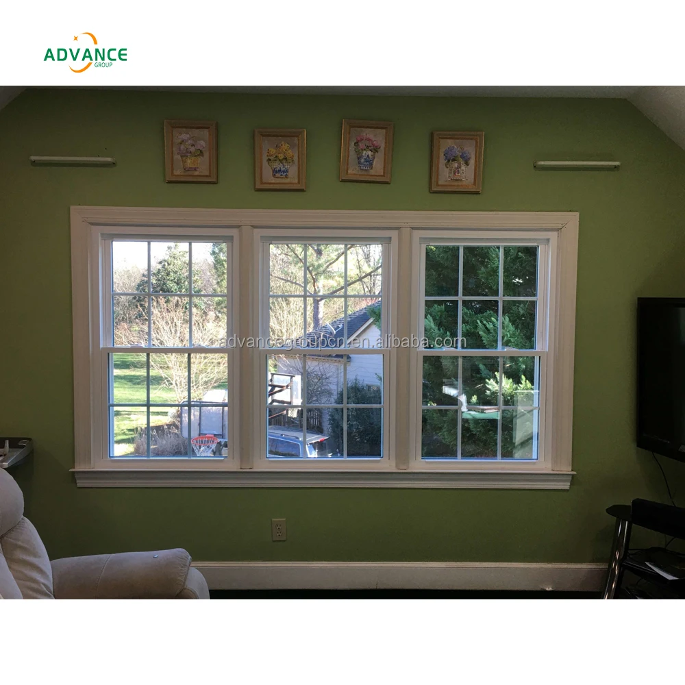 Modern UPVC Double Hung Vinyl Windows with Low-E Glass Pane & Screen ...