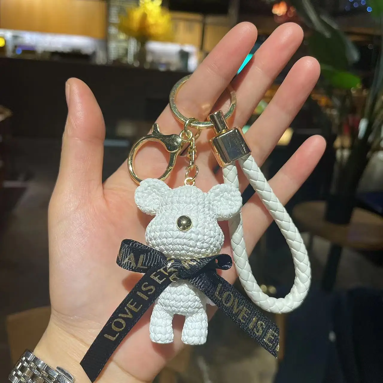 Carsine Rhinestone Bear Keychain Bag Pendant