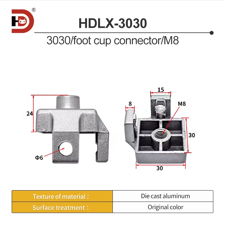 Aluminum Profile Accessories 30/40/45 Aluminum Profile Foot Cup Connector Foot Fixing Seat Connection Block M8 M10 M12 manufacture
