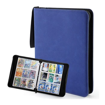 Custom Selectable Print Game Trading Card Binder 4 Pocket Card Sleeves Pu Leather Card Folder For Pokemon